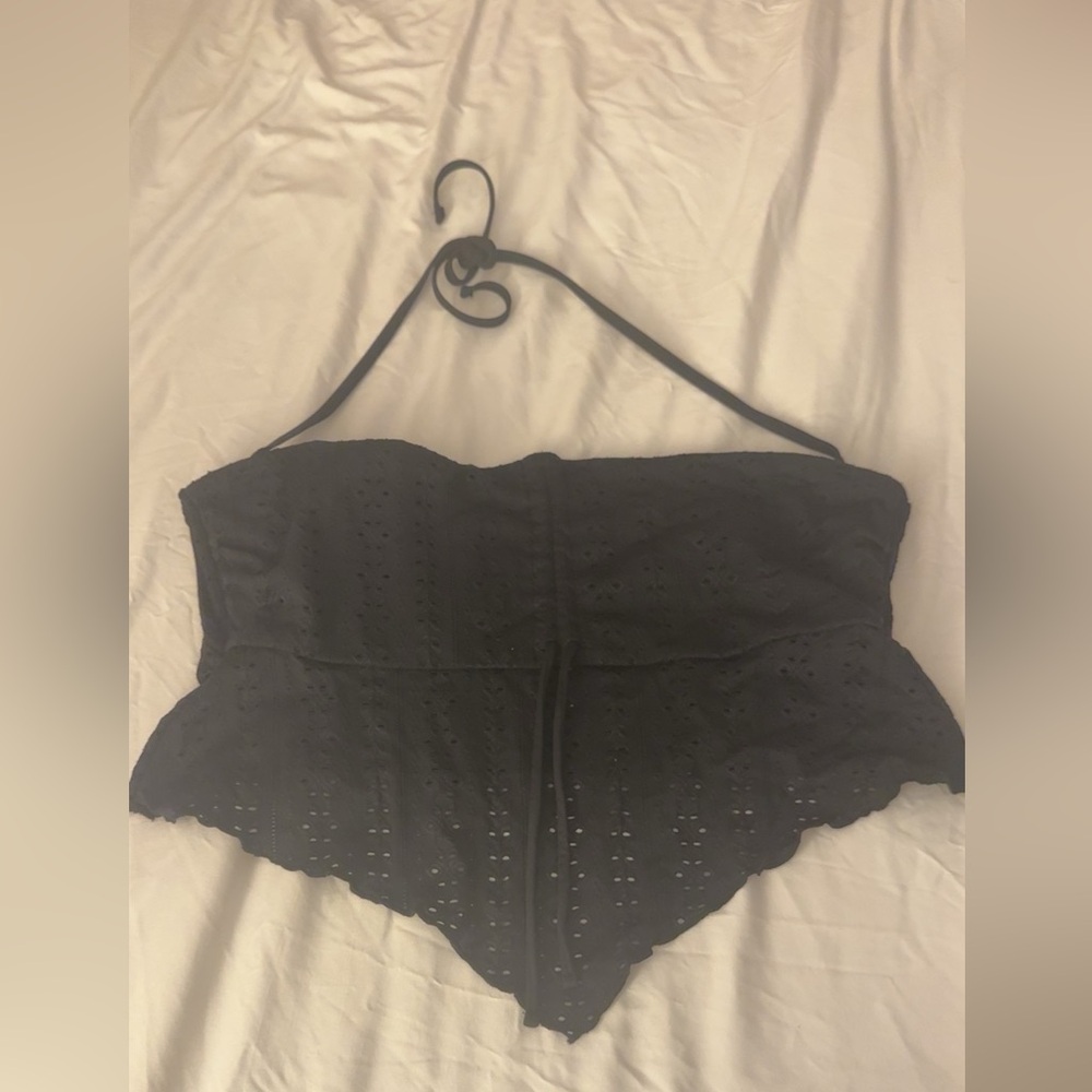 Black Eyelet Women's Swim Top